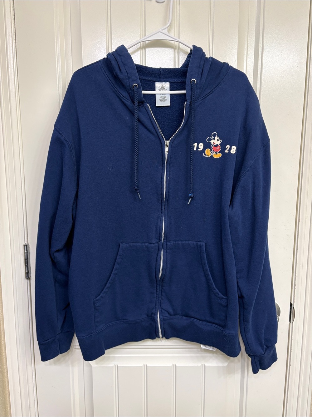 Disney Parks Disneyland Navy Blue Zip-Up Hoodie Jacket with Mickey 1928